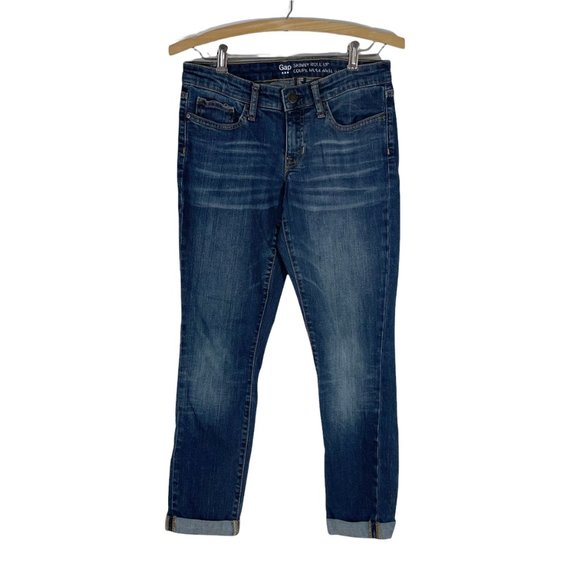 GAP Skinny Roll-up jeans dark wash crop ankle | Size 2 - Picture 1 of 5